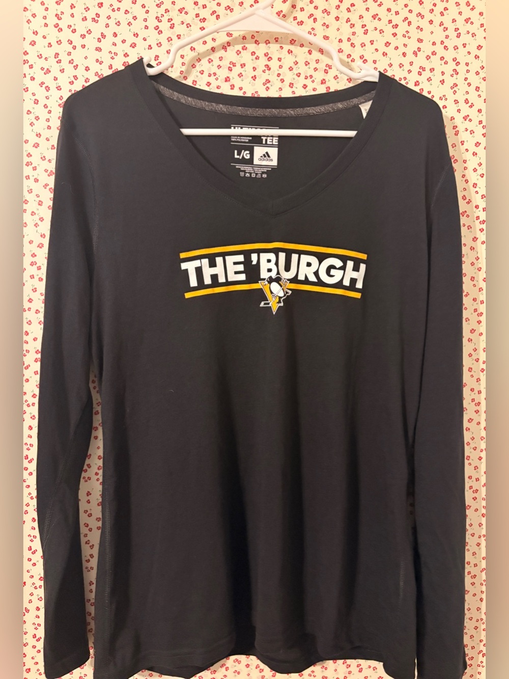adidas Black Long Sleeve Tee with Yellow Accent